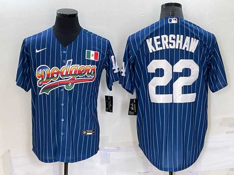 Los Angeles Dodgers #22 Clayton Kershaw Rainbow Blue Red Pinstripe Mexico Cool Base Nike Jersey,We sell and wholesale Los Angeles Dodgers #22 Clayton Kershaw Rainbow Blue Red Pinstripe Mexico Cool Base Nike Jersey on line form chian!